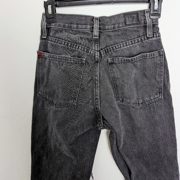 Urban Outfitters BDG Slim Straight Jeans High Waisted Patch Knees Black Size 24 - Picture 6 of 9